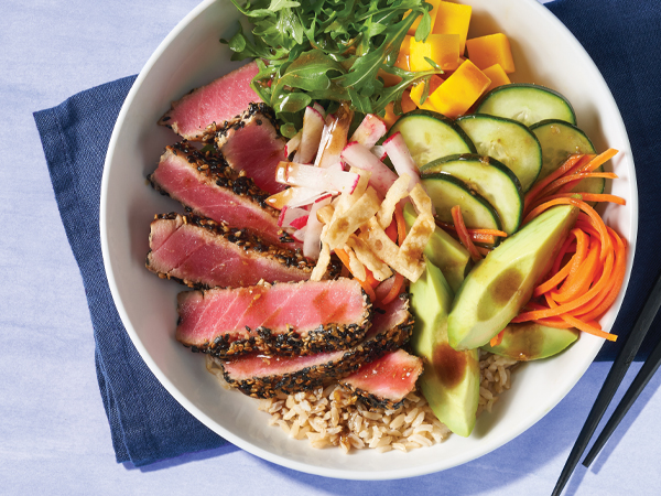 Sesame-Crusted Tuna Barley Bowls